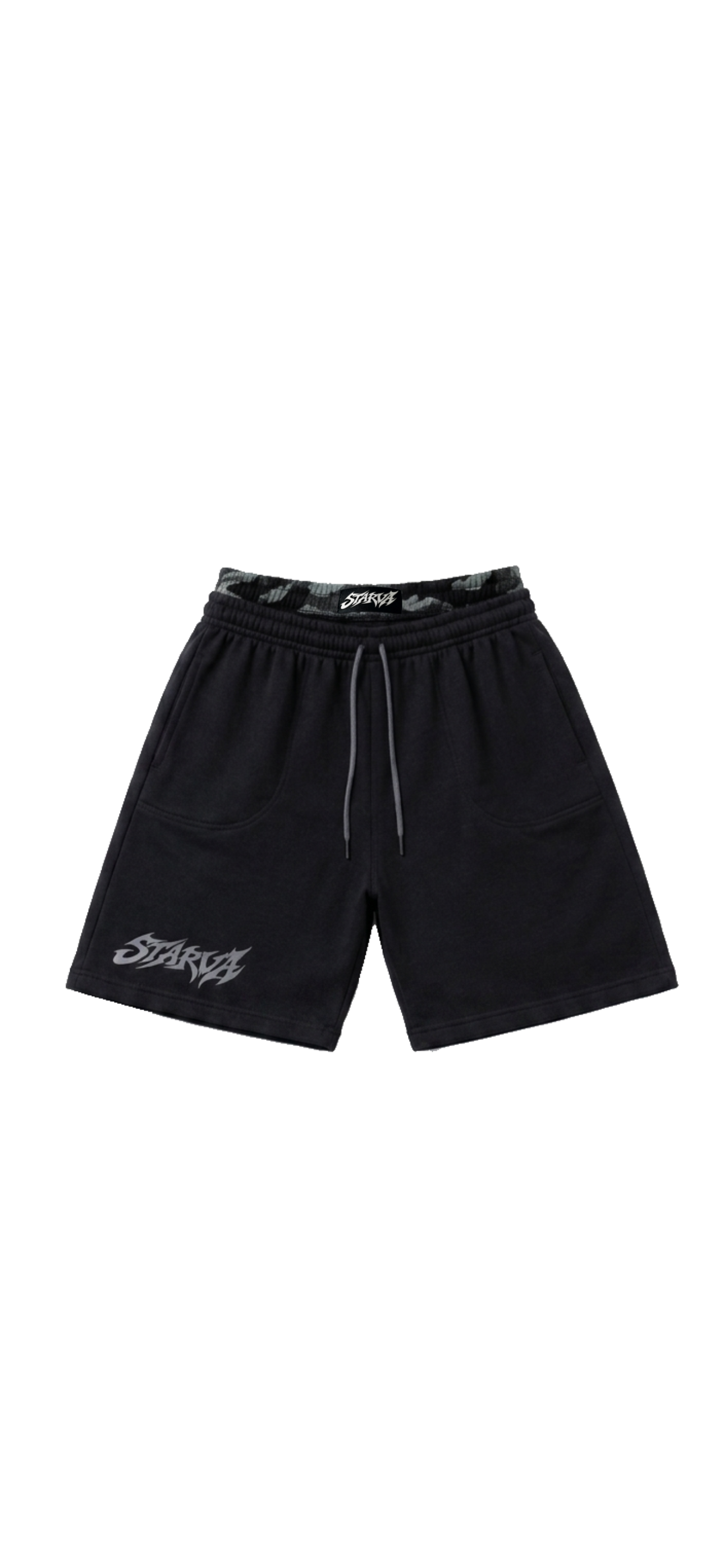 Camo Double Waist       Jorts -Black