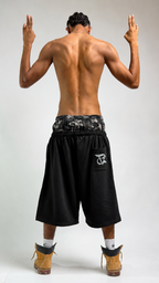 Camo Double Waist       Jorts -Black