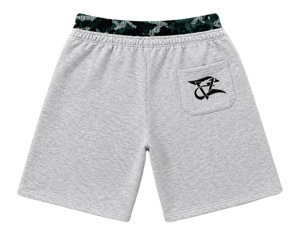 Camo Double Waist       Jorts -Gray