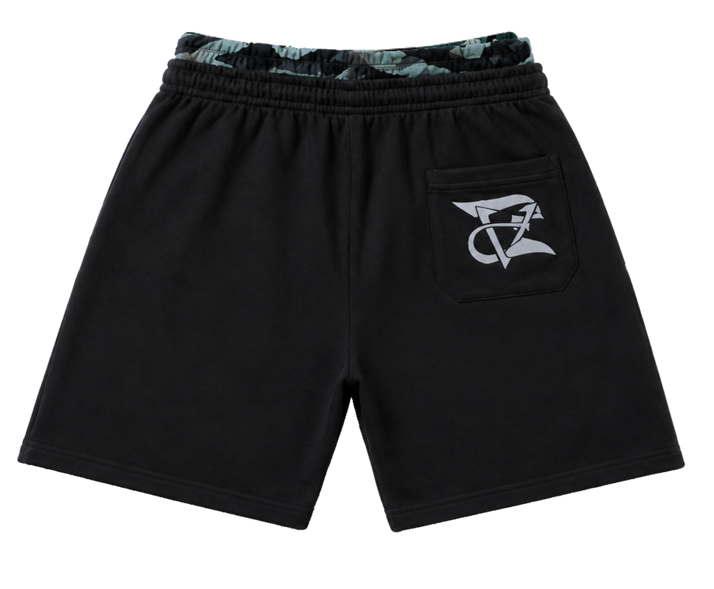 Camo Double Waist       Jorts -Black