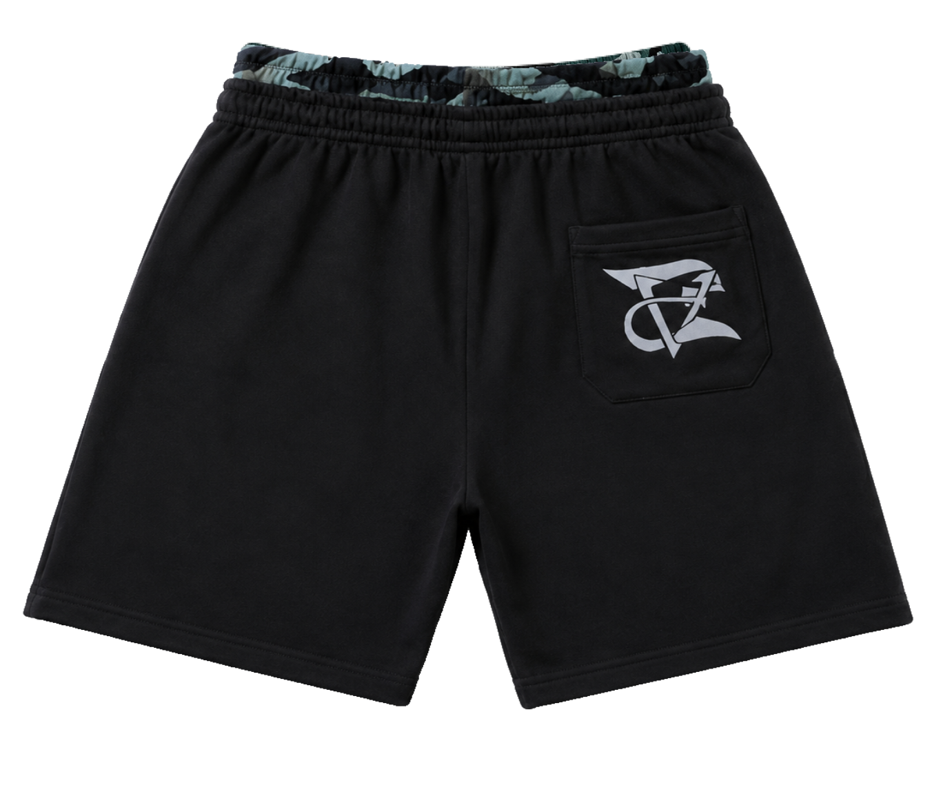 Camo Double Waist       Jorts -Black