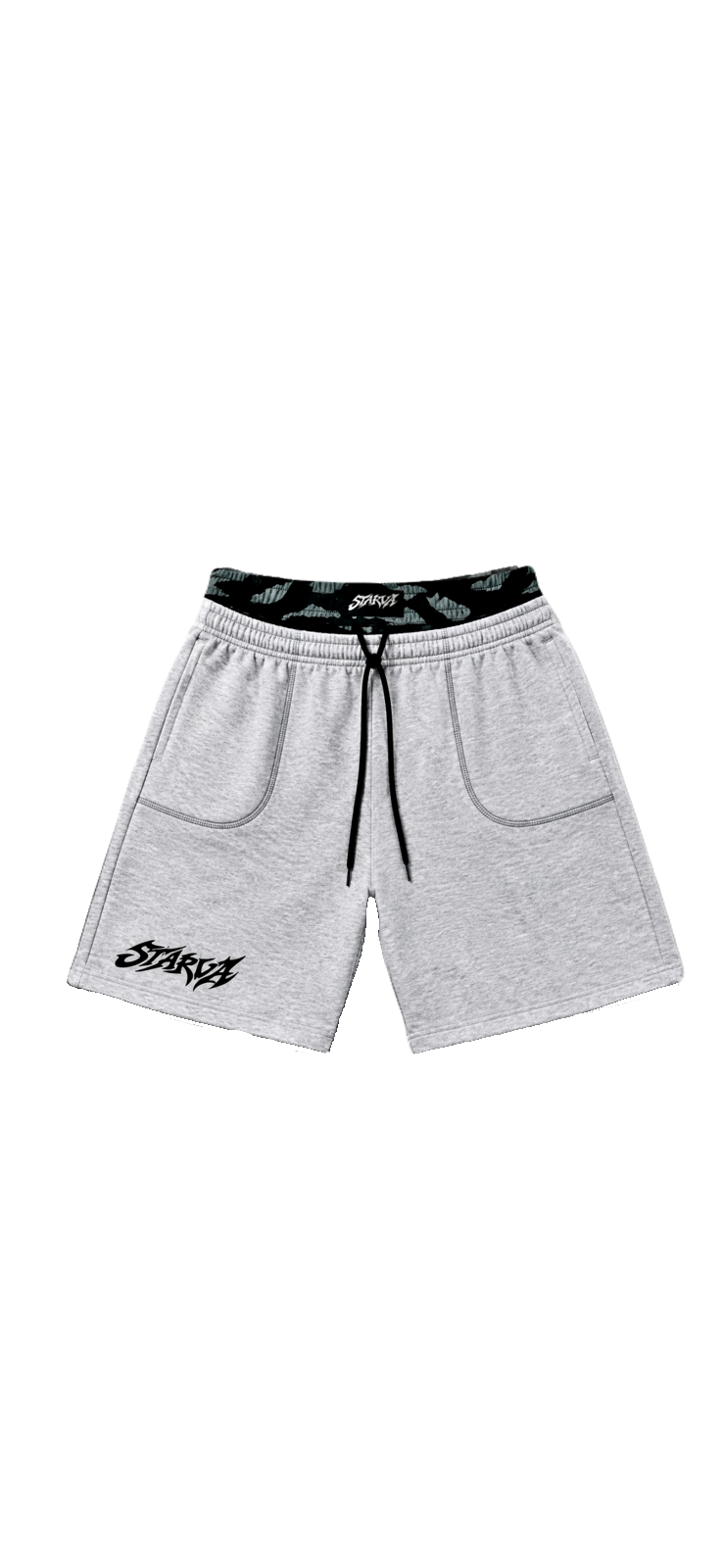 Camo Double Waist       Jorts -Gray