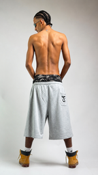 Camo Double Waist       Jorts -Gray